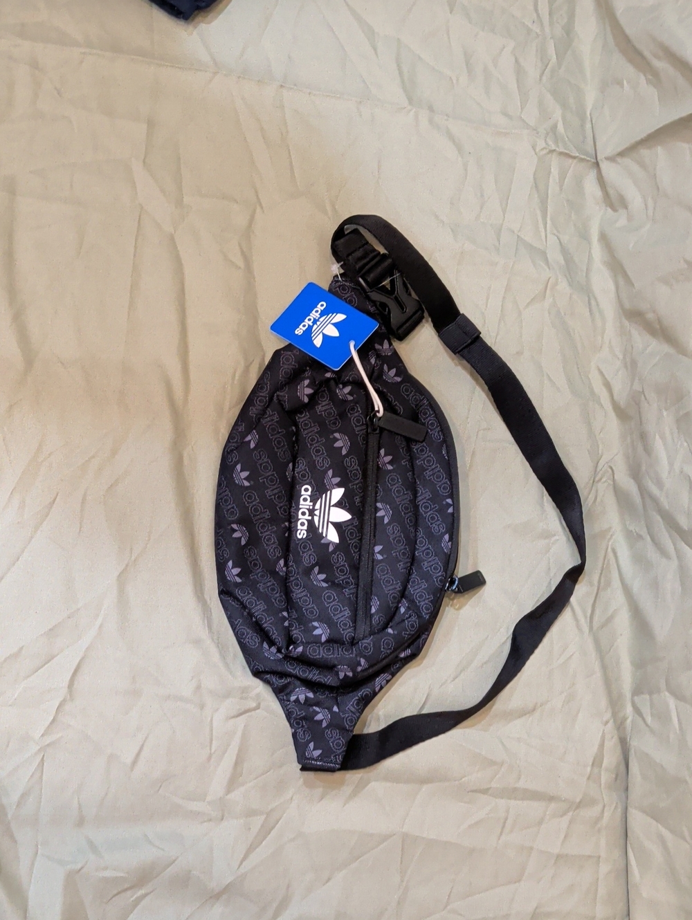 adidas Black Logo Pattern Waist Bag